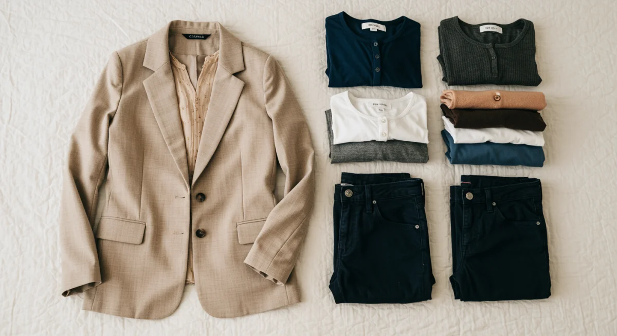 Organized capsule wardrobe for travel