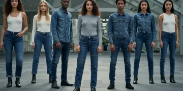 Diverse individuals showcasing future denim styles 2025