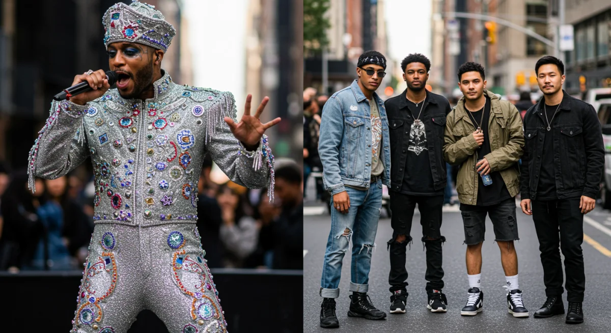 Detailed stage outfit inspiring everyday street fashion.