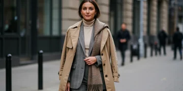 Woman in perfectly layered outfit for city street style