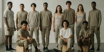 Diverse models showcasing sustainable apparel in modern, eco-friendly styles.