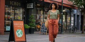 2026 Sustainable Fashion Guide: Eco-Friendly Style on a Budget Woman showcasing stylish sustainable fashion on a city street