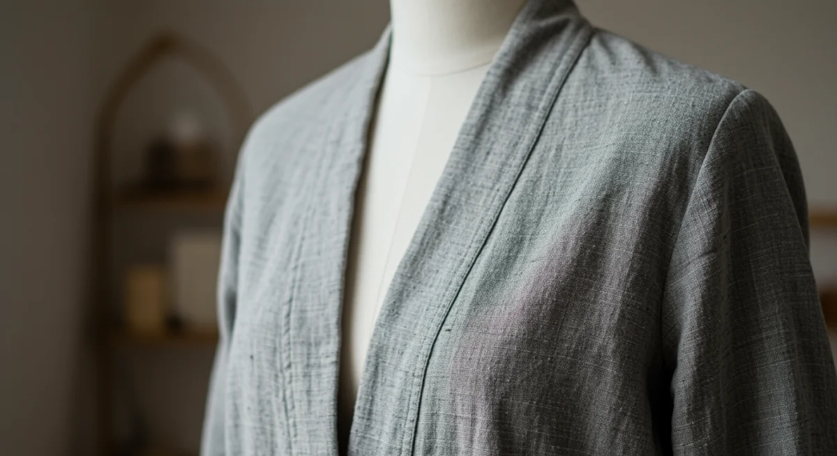 Minimalist gender-neutral jacket made from sustainable fabric, emphasizing quality and ethical fashion.